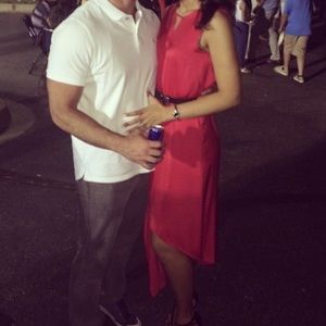 Red silk BCBG asymmetrical dress, flowy, Size S